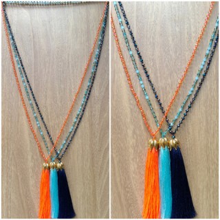 balinese tassels necklace beads mix glass golden caps free shipping